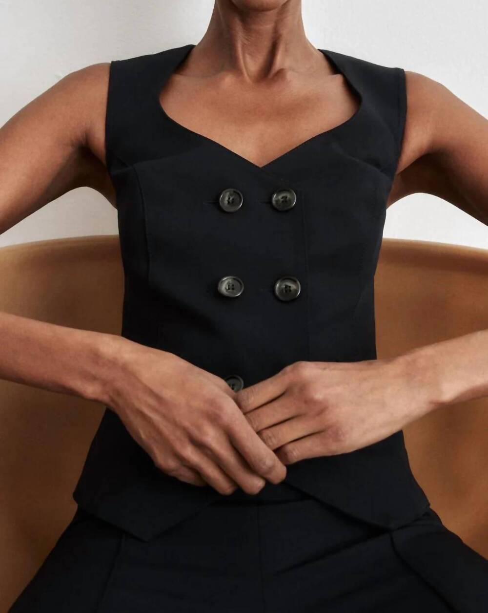 NEW SMYTHE women's db waistcoat in navy blue - Picture 4 of 6